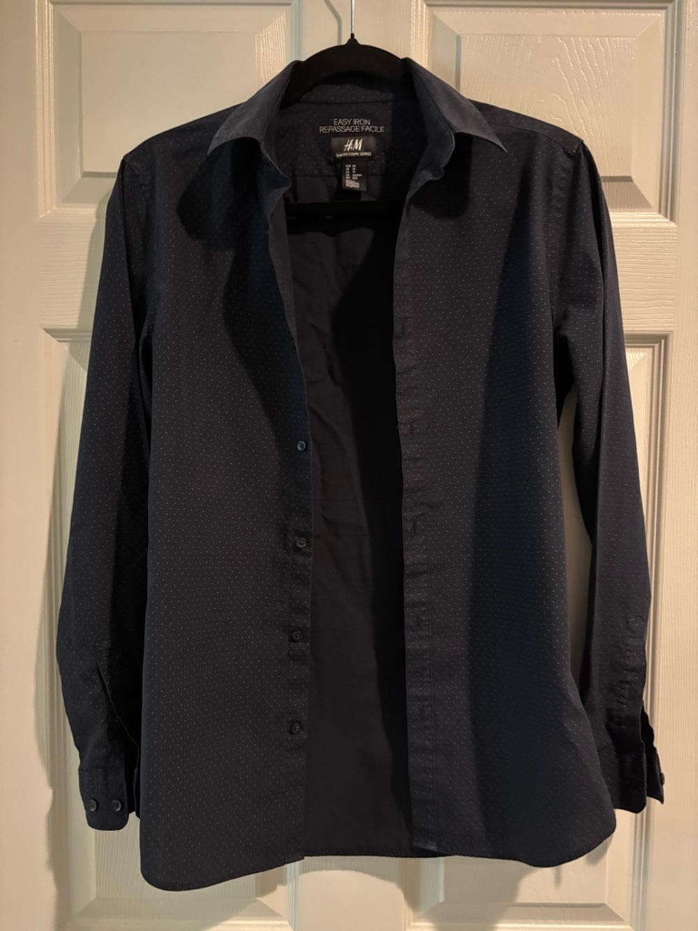 H&M Men's Dark Navy Micro-Dot Dress Shirt